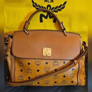 MCM Cognac Vicetos Leather 2-way Crossbody Bag